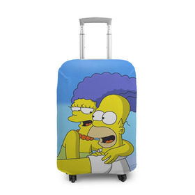 Чехол для чемодана 3D с принтом Гомер и Мардж в Рязани, 86% полиэфир, 14% спандекс | двустороннее нанесение принта, прорези для ручек и колес | Тематика изображения на принте: гомер