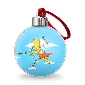 Ёлочный шар Барт амур: в Рязани, Пластик | Диаметр: 77 мм | Тематика изображения на принте: 14 февраля | simpsons | барт | день влюбленных | день святого валентина | купидон | любовь | подарок. love | симпсоны