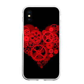 Чехол для iPhone XS Max матовый с принтом Механическое сердце в Рязани, Силикон | Область печати: задняя сторона чехла, без боковых панелей | Тематика изображения на принте: контраст | любовь | механическое | сердце | шестеренки