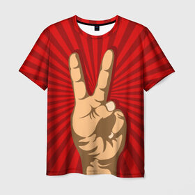 Мужская футболка 3D с принтом Всё Peace DATA в Рязани, 100% полиэфир | прямой крой, круглый вырез горловины, длина до линии бедер | good | ok | жест | настроение | окей | отлично | рука | хорошо