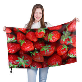 Флаг 3D с принтом Клубничная в Рязани, 100% полиэстер | плотность ткани — 95 г/м2, размер — 67 х 109 см. Принт наносится с одной стороны | strawberry | vegan | vegetarian | веган | вегетарианство | йога | клубника | фитнес