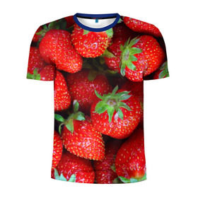 Мужская футболка 3D спортивная с принтом Клубничная в Рязани, 100% полиэстер с улучшенными характеристиками | приталенный силуэт, круглая горловина, широкие плечи, сужается к линии бедра | strawberry | vegan | vegetarian | веган | вегетарианство | йога | клубника | фитнес