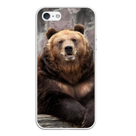 Чехол для iPhone 5/5S матовый с принтом Русский медведь в Рязани, Силикон | Область печати: задняя сторона чехла, без боковых панелей | медведь | россия | русский | русский медведь
