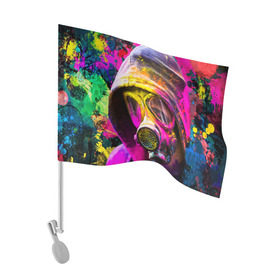 Флаг для автомобиля с принтом Индуистский фестиваль красок в Рязани, 100% полиэстер | Размер: 30*21 см | Тематика изображения на принте: festival | festival of colors | holi | весны | девушка | индия | индуистский фестиваль | капюшон | красок | противогаз | радуга | спектр | холи