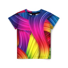 Детская футболка 3D с принтом Абстракция в Рязани, 100% гипоаллергенный полиэфир | прямой крой, круглый вырез горловины, длина до линии бедер, чуть спущенное плечо, ткань немного тянется | кислотный | обстракция | радуга | свет | спектр | цвет | цвета | яркие