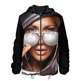 Мужская куртка 3D с принтом Дженнифер Лопес в Рязани, ткань верха — 100% полиэстер, подклад — флис | прямой крой, подол и капюшон оформлены резинкой с фиксаторами, два кармана без застежек по бокам, один большой потайной карман на груди. Карман на груди застегивается на липучку | Тематика изображения на принте: jennifer lynn lopez | американская актриса | бизнес вумен | в счках | дженнифер линн лопес | модельер | очки | певица | продюсер | танцовщица