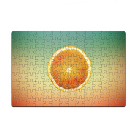Пазл магнитный 126 элементов с принтом Апельсиновый рай в Рязани, полимерный материал с магнитным слоем | 126 деталей, размер изделия —  180*270 мм | Тематика изображения на принте: апельсин | градиент | жёлтый | зелёный | оранжевый