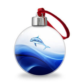 Ёлочный шар с принтом Дельфин в Рязани, Пластик | Диаметр: 77 мм | дельфин | море | рыбка