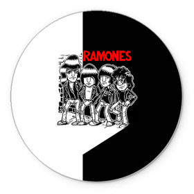 Коврик круглый с принтом Ramones 1 в Рязани, резина и полиэстер | круглая форма, изображение наносится на всю лицевую часть | Тематика изображения на принте: joey ramone | punk | джоуи рамон | панк | рамонез | рамонес