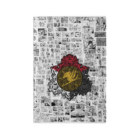 Обложка для паспорта матовая кожа с принтом Fairy Tail - Fire & Sky & Iron в Рязани, натуральная матовая кожа | размер 19,3 х 13,7 см; прозрачные пластиковые крепления | Тематика изображения на принте: fairy | tail | грей | лого | логотип | люси | нацу | эрза