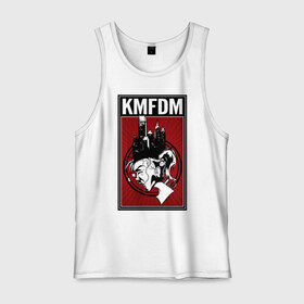 Мужская майка хлопок с принтом KMFDM 2013 в Рязани, 100% хлопок |  | Тематика изображения на принте: industrial | город | крик