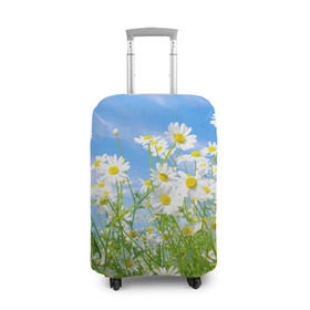 Чехол для чемодана 3D с принтом Ромашки в Рязани, 86% полиэфир, 14% спандекс | двустороннее нанесение принта, прорези для ручек и колес | луг | цветы