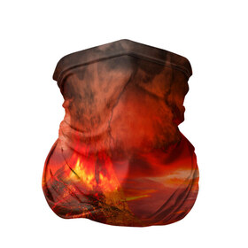 Бандана-труба 3D с принтом Вулкан в Рязани, 100% полиэстер, ткань с особыми свойствами — Activecool | плотность 150‒180 г/м2; хорошо тянется, но сохраняет форму | взрыв | вулкан | извержение | красная | лава | море