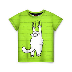 Детская футболка 3D с принтом Simon`s cat 3 в Рязани, 100% гипоаллергенный полиэфир | прямой крой, круглый вырез горловины, длина до линии бедер, чуть спущенное плечо, ткань немного тянется | fitness | kitty | simon cat | simons | simons cat | голодный кот | для жирных | для толстых | жир | кот | кот саймона | котик | кошка | с котами | саймон | спорт | толстая | толстый | фитнес | фитнесс
