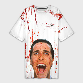 Платье-футболка 3D с принтом Американский психопат в Рязани,  |  | кристиан бэйл | псих | психопат | ужасы