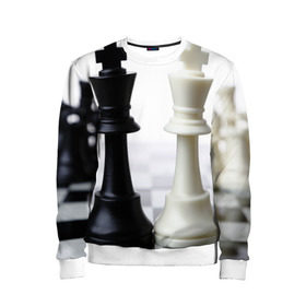 Детский свитшот 3D с принтом Шахматы в Рязани, 100% полиэстер | свободная посадка, прямой крой, мягкая тканевая резинка на рукавах и понизу свитшота | белая | черная | шахматы