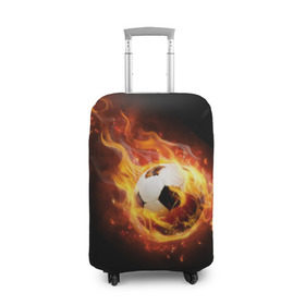 Чехол для чемодана 3D с принтом Страсть к футболу в Рязани, 86% полиэфир, 14% спандекс | двустороннее нанесение принта, прорези для ручек и колес | игра | искры | мяч | огонь | пламя | спорт | страсть | фанат | футбол | футболист