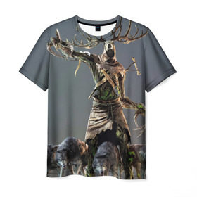 Мужская футболка 3D с принтом Леший в Рязани, 100% полиэфир | прямой крой, круглый вырез горловины, длина до линии бедер | gerald | wild hunt | witcher | ведьмак | геральд | дикая охота