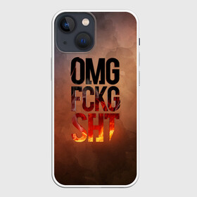 Чехол для iPhone 13 mini с принтом OMG FCKG SHT в Рязани,  |  | fire | omg | буквы | мат | огонь