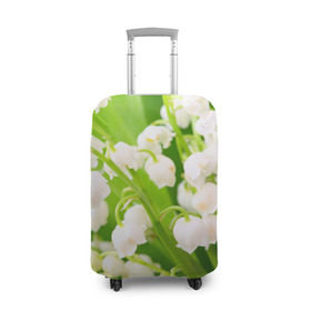 Чехол для чемодана 3D с принтом Ландыши в Рязани, 86% полиэфир, 14% спандекс | двустороннее нанесение принта, прорези для ручек и колес | весна | ландыш | цветок