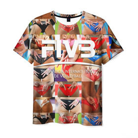 Мужская футболка 3D с принтом Волейбол 1 в Рязани, 100% полиэфир | прямой крой, круглый вырез горловины, длина до линии бедер | fiv3 | volleyball | волейбол