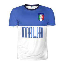 Мужская футболка 3D спортивная с принтом Сборная Италии по футболу в Рязани, 100% полиэстер с улучшенными характеристиками | приталенный силуэт, круглая горловина, широкие плечи, сужается к линии бедра | Тематика изображения на принте: европы | италия