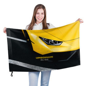 Флаг 3D с принтом Lamborghini the best в Рязани, 100% полиэстер | плотность ткани — 95 г/м2, размер — 67 х 109 см. Принт наносится с одной стороны | авто | автомобиль | ламборгини