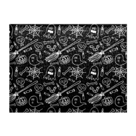 Обложка для студенческого билета с принтом Призрачный арт в Рязани, натуральная кожа | Размер: 11*8 см; Печать на всей внешней стороне | Тематика изображения на принте: ведьма | призраки | тыквы | хеллоуин | черепа