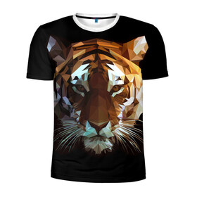 Мужская футболка 3D спортивная с принтом Tiger в Рязани, 100% полиэстер с улучшенными характеристиками | приталенный силуэт, круглая горловина, широкие плечи, сужается к линии бедра | Тематика изображения на принте: тигр