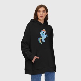 Худи SuperOversize хлопок с принтом rainbow dash в Рязани, 70% хлопок, 30% полиэстер, мягкий начес внутри | карман-кенгуру, эластичная резинка на манжетах и по нижней кромке, двухслойный капюшон
 | cute | my little pony | pony | rainbow dash