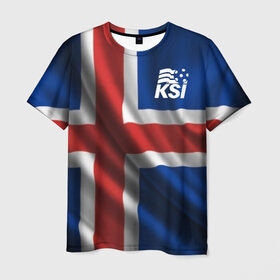 Мужская футболка 3D с принтом Исландия в Рязани, 100% полиэфир | прямой крой, круглый вырез горловины, длина до линии бедер | флаг