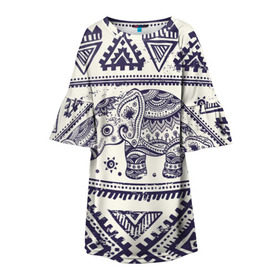 Детское платье 3D с принтом Африка в Рязани, 100% полиэстер | прямой силуэт, чуть расширенный к низу. Круглая горловина, на рукавах — воланы | орнамент | слон | этно