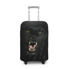 Чехол для чемодана 3D с принтом Чёрная пантера в Рязани, 86% полиэфир, 14% спандекс | двустороннее нанесение принта, прорези для ручек и колес | Тематика изображения на принте: кошка | оскал | пантера | прикольные картинки