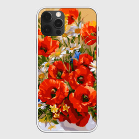 Чехол для iPhone 12 Pro Max с принтом Маки в Рязани, Силикон |  | art | daisy | drawing | field | flowers | poppies | poppy | red | white | арт | белые | красные | мак | маки | полевые | рисунок | ромашки | цветы