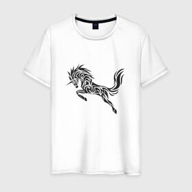 Мужская футболка хлопок с принтом Black unicorn в Рязани, 100% хлопок | прямой крой, круглый вырез горловины, длина до линии бедер, слегка спущенное плечо. | 