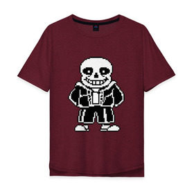 Мужская футболка хлопок Oversize с принтом Sans Undertale в Рязани, 100% хлопок | свободный крой, круглый ворот, “спинка” длиннее передней части | black white | good jokes | sans | undertale