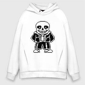 Мужское худи Oversize хлопок с принтом Sans Undertale в Рязани, френч-терри — 70% хлопок, 30% полиэстер. Мягкий теплый начес внутри —100% хлопок | боковые карманы, эластичные манжеты и нижняя кромка, капюшон на магнитной кнопке | black white | good jokes | sans | undertale