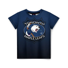 Детская футболка 3D с принтом Toronto Maple Leafs в Рязани, 100% гипоаллергенный полиэфир | прямой крой, круглый вырез горловины, длина до линии бедер, чуть спущенное плечо, ткань немного тянется | nhl | toronto maple leafs | спорт | хоккей