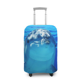 Чехол для чемодана 3D с принтом Дельфин в Рязани, 86% полиэфир, 14% спандекс | двустороннее нанесение принта, прорези для ручек и колес | Тематика изображения на принте: вода | дельфин | море | отдых | отпуск | подводный мир | туризм