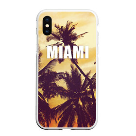 Чехол для iPhone XS Max матовый с принтом MIAMI в Рязани, Силикон | Область печати: задняя сторона чехла, без боковых панелей | miami | лето | майами | маями | океан | отдых | пальмы | пляж | серф