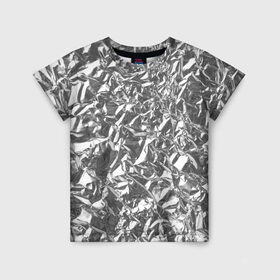 Детская футболка 3D с принтом Silver в Рязани, 100% гипоаллергенный полиэфир | прямой крой, круглый вырез горловины, длина до линии бедер, чуть спущенное плечо, ткань немного тянется | silver | texture | драгоценный | металл | серебро | текстура