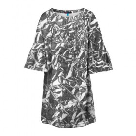 Детское платье 3D с принтом Silver в Рязани, 100% полиэстер | прямой силуэт, чуть расширенный к низу. Круглая горловина, на рукавах — воланы | silver | texture | драгоценный | металл | серебро | текстура