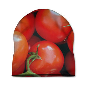Шапка 3D с принтом Томаты в Рязани, 100% полиэстер | универсальный размер, печать по всей поверхности изделия | дача | еда | зелень | красный | овощи | огород | помидоры | томаты