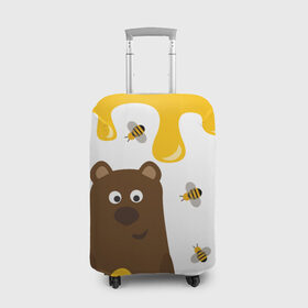 Чехол для чемодана 3D с принтом Медведь в мёде в Рязани, 86% полиэфир, 14% спандекс | двустороннее нанесение принта, прорези для ручек и колес | мёд | медведь | миша | пчелы