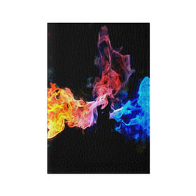 Обложка для паспорта матовая кожа с принтом Битва огней в Рязани, натуральная матовая кожа | размер 19,3 х 13,7 см; прозрачные пластиковые крепления | Тематика изображения на принте: красный | огонь | синий