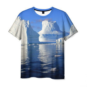 Мужская футболка 3D с принтом Айсберг в Рязани, 100% полиэфир | прямой крой, круглый вырез горловины, длина до линии бедер | айсберг | антаркида | арктика | вода | лёд | океан | отражение | север | солнце | холод
