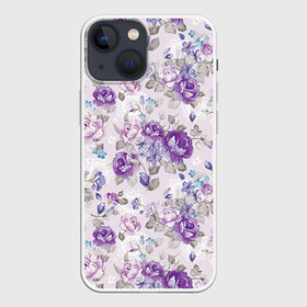Чехол для iPhone 13 mini с принтом Цветы ретро 2 в Рязани,  |  |   | винтаж | прованс | роза | роспись | узор | цветок | цветы