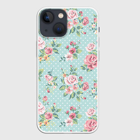 Чехол для iPhone 13 mini с принтом Цветы ретро 1 в Рязани,  |  |   | винтаж | прованс | роза | роспись | узор | цветок | цветы