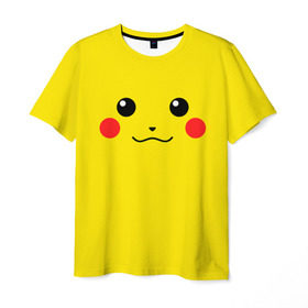 Мужская футболка 3D с принтом Happy Pikachu в Рязани, 100% полиэфир | прямой крой, круглый вырез горловины, длина до линии бедер | 