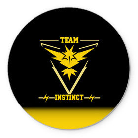 Коврик для мышки круглый с принтом Team Instinct в Рязани, резина и полиэстер | круглая форма, изображение наносится на всю лицевую часть | Тематика изображения на принте: go | instinct | pokemon | team | покемон